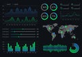 Infographic dashboard template with graphs, charts and diagrams. Ui design graphic elements. Vector illustration Royalty Free Stock Photo